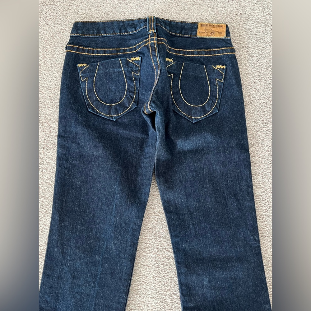 True Religion Straight Leg Dark Blue Denim Jeans - Picture 7 of 14
